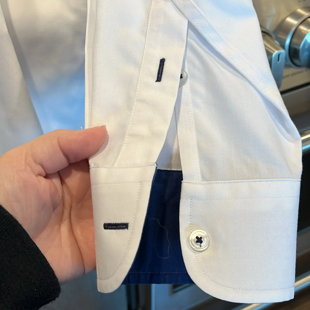 UntuckIt men’s long sleeve white/navy dress shirt L - Picture 5 of 6